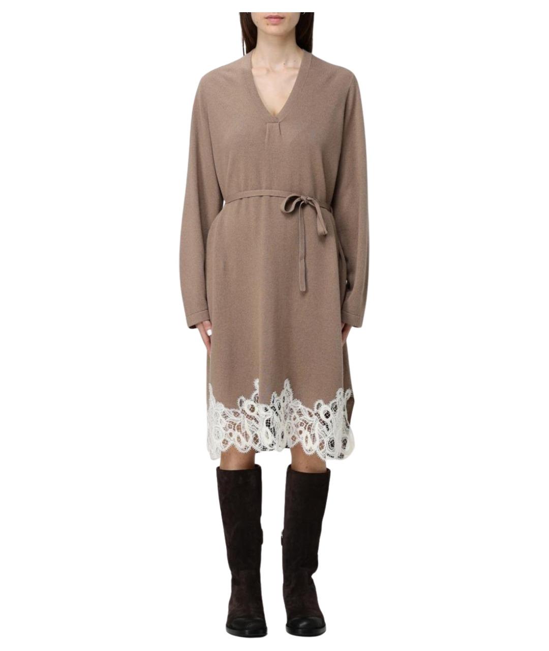 FABIANA FILIPPI Бежевое шерстяное повседневное платье, фото 1