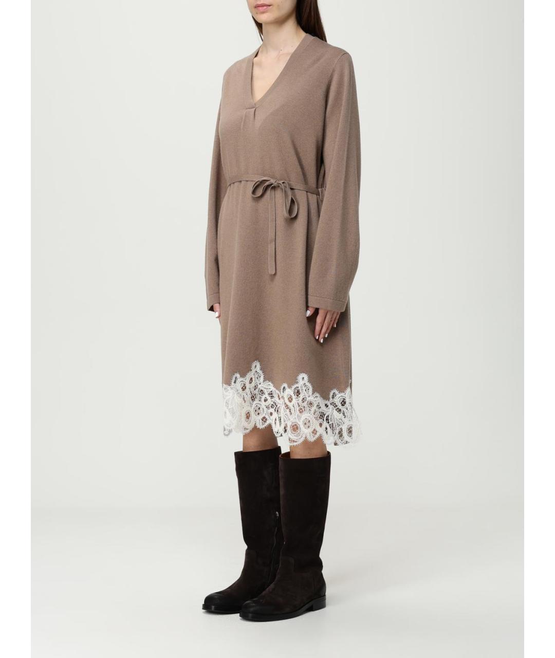 FABIANA FILIPPI Бежевое шерстяное повседневное платье, фото 3