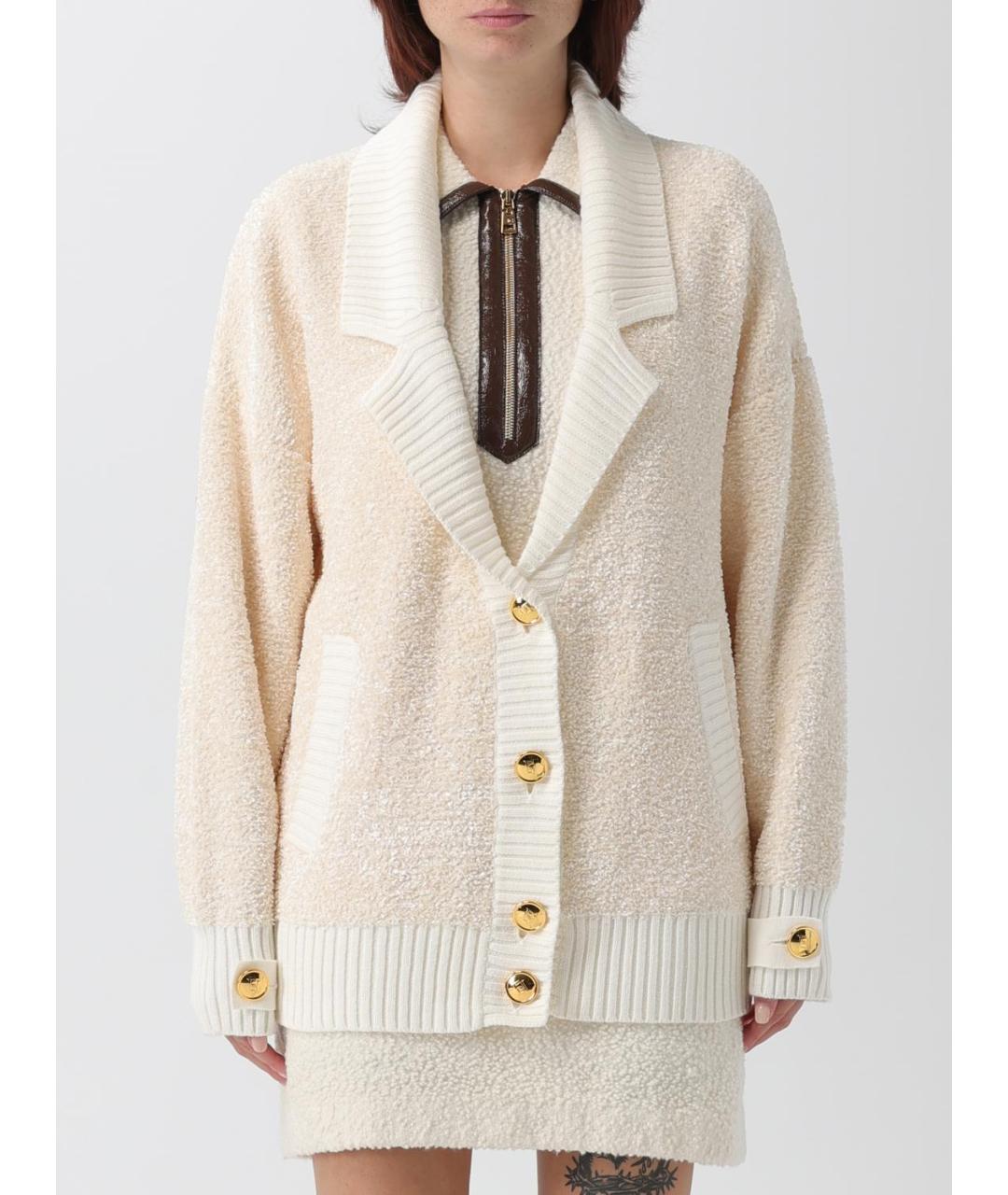 ELISABETTA FRANCHI Бежевый полиэстеровый кардиган, фото 5