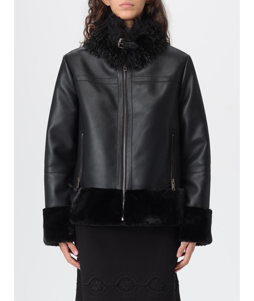 TWIN-SET Черная полиэстеровая дубленка, фото 2