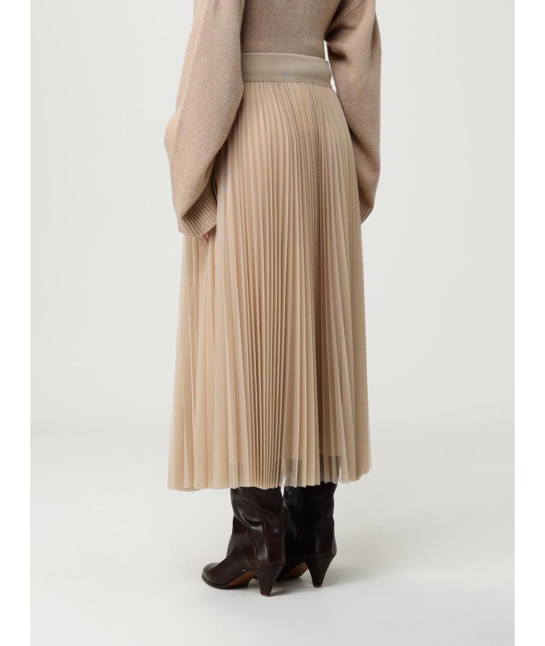 FABIANA FILIPPI Бежевая полиэстеровая юбка макси, фото 3