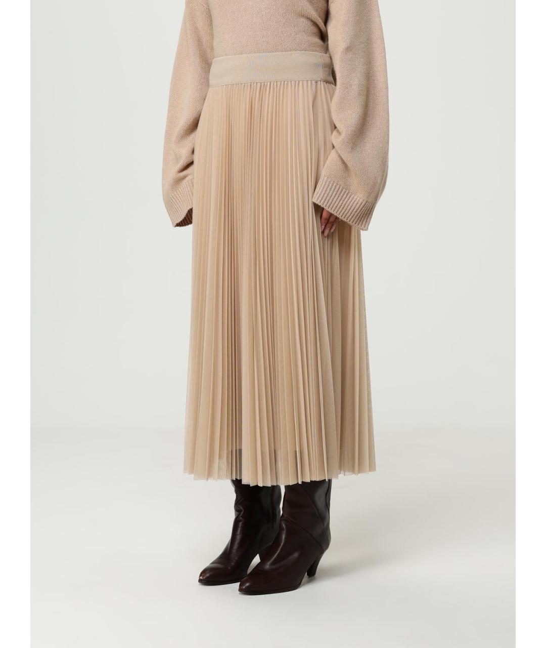 FABIANA FILIPPI Бежевая полиэстеровая юбка макси, фото 4