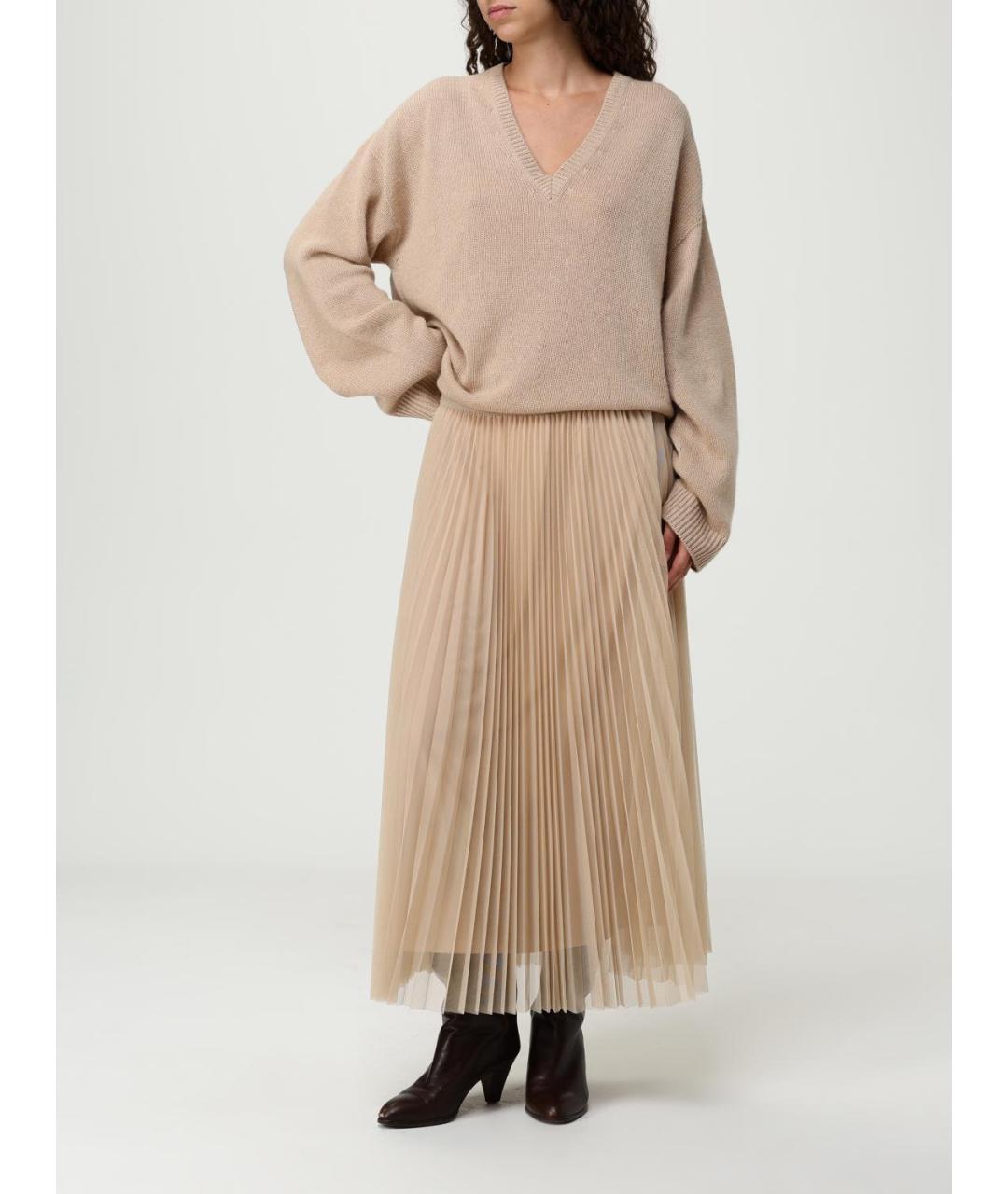 FABIANA FILIPPI Бежевая полиэстеровая юбка макси, фото 2