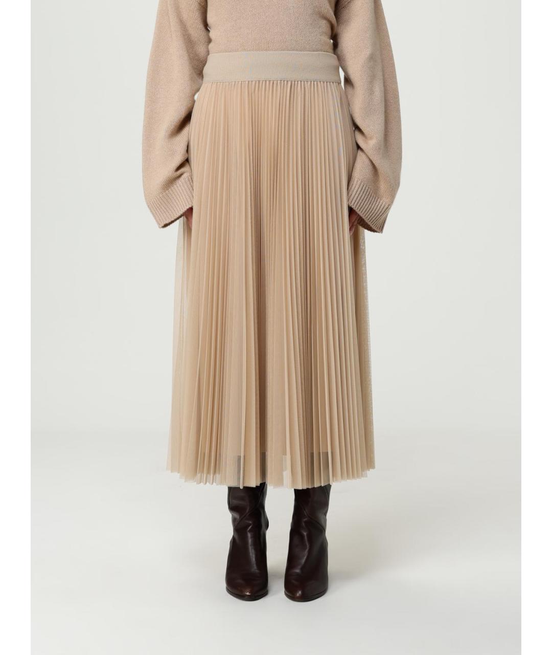 FABIANA FILIPPI Бежевая полиэстеровая юбка макси, фото 6