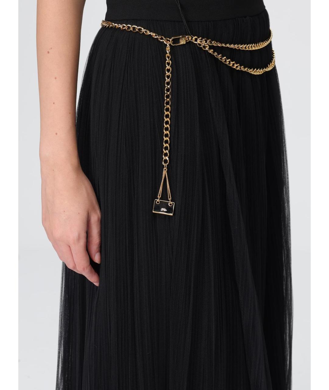 ELISABETTA FRANCHI Черная полиамидовая юбка миди, фото 3