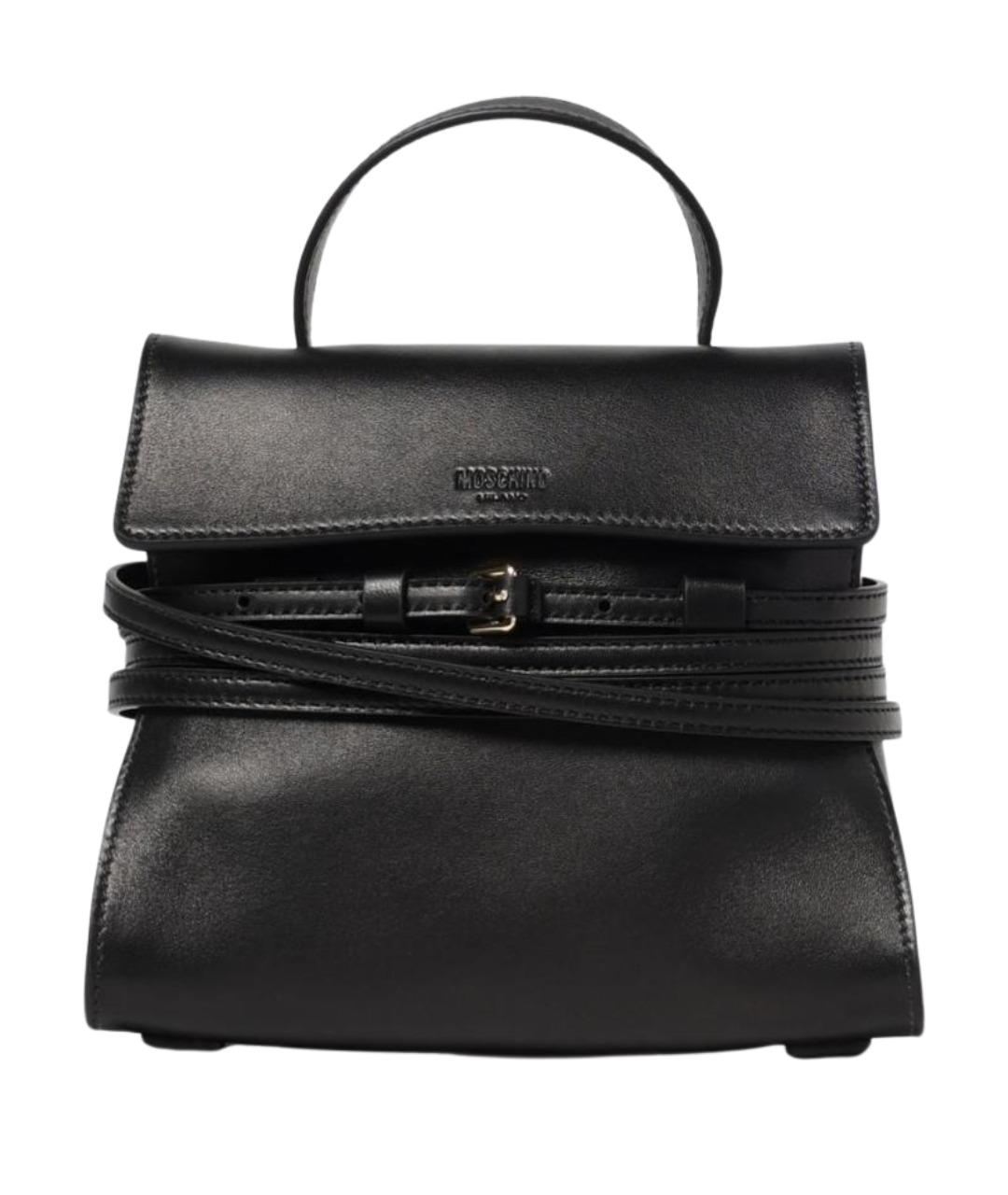 MOSCHINO Черная кожаная сумка тоут, фото 1