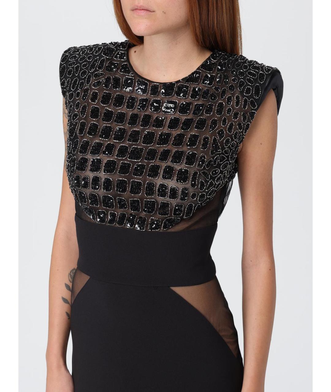 ELISABETTA FRANCHI Черное полиэстеровое вечернее платье, фото 3