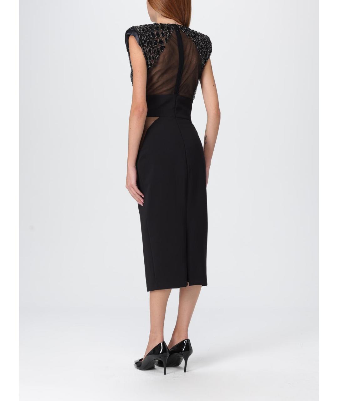 ELISABETTA FRANCHI Черное полиэстеровое вечернее платье, фото 2