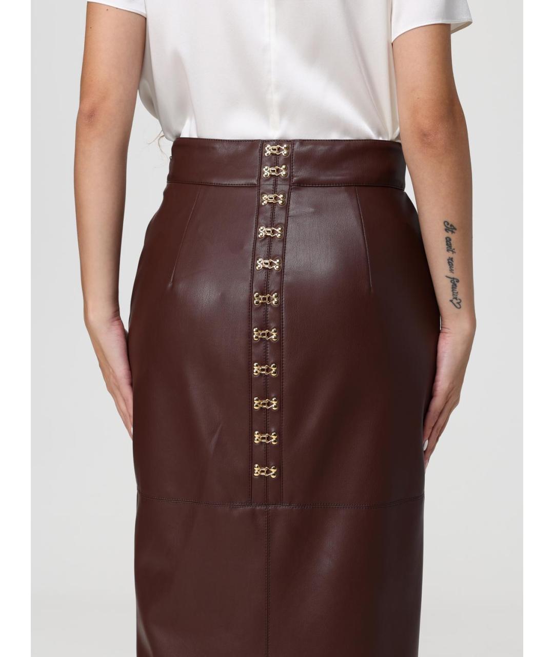 ELISABETTA FRANCHI Коричневая вискозная юбка миди, фото 3