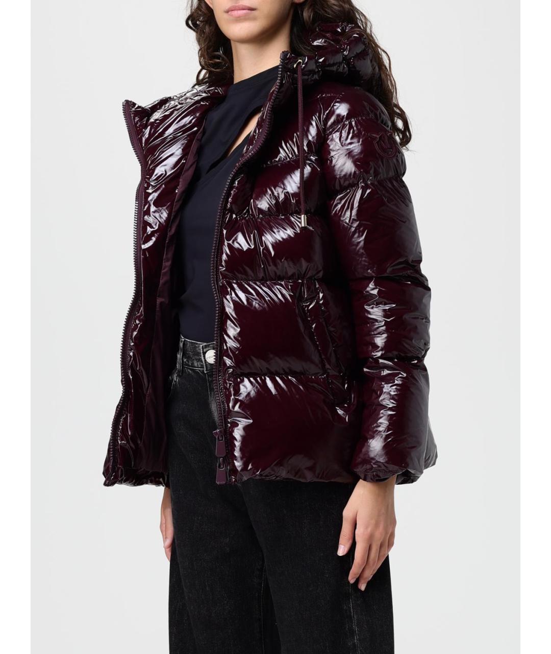 PINKO Бордовый полиамидовый пуховик, фото 4