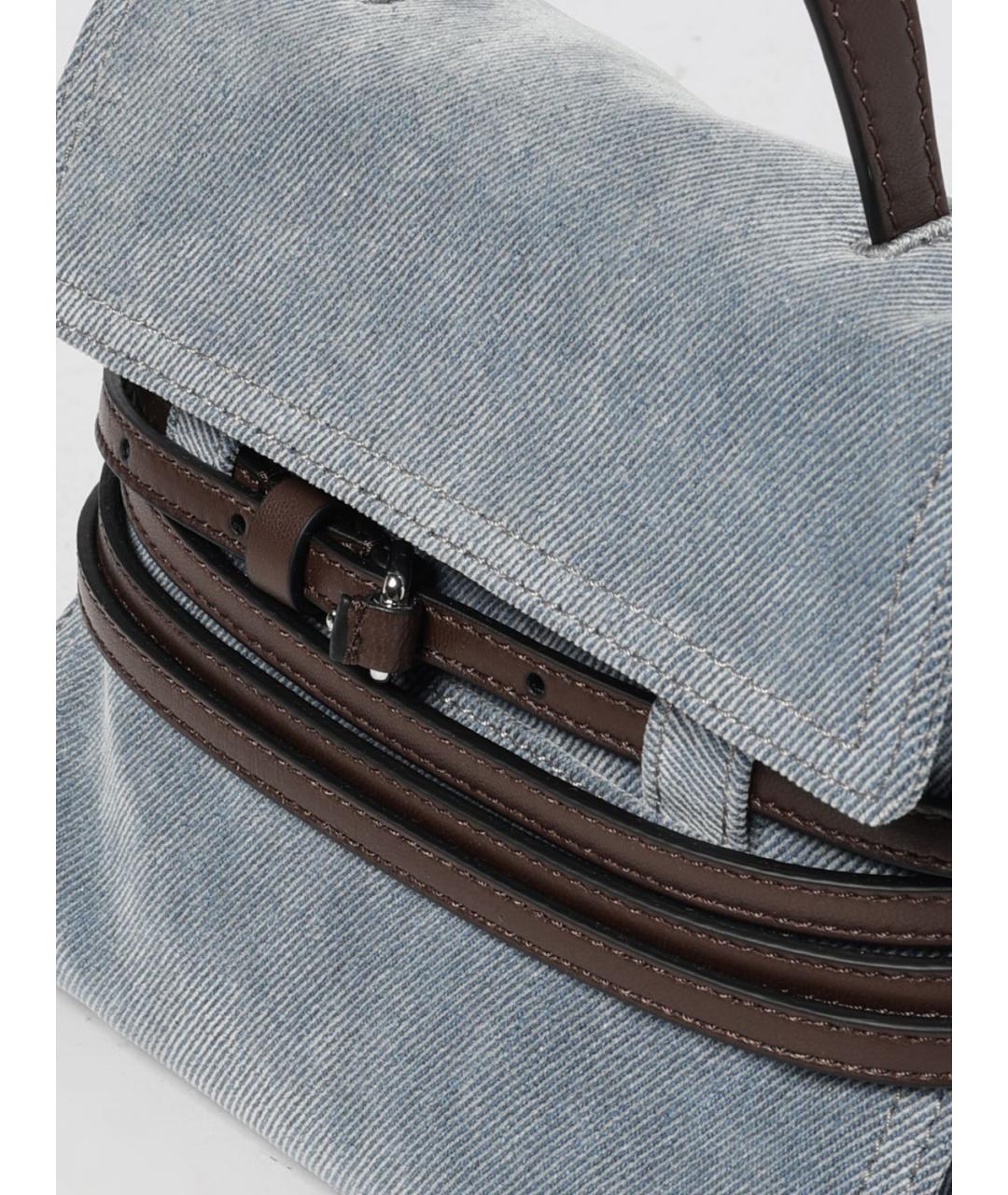 MOSCHINO Голубая тканевая сумка тоут, фото 4