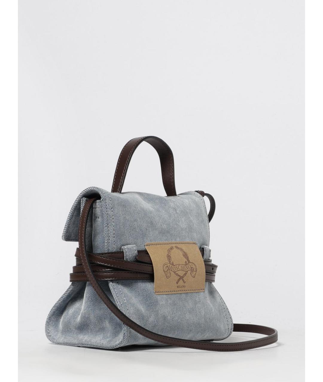 MOSCHINO Голубая тканевая сумка тоут, фото 3