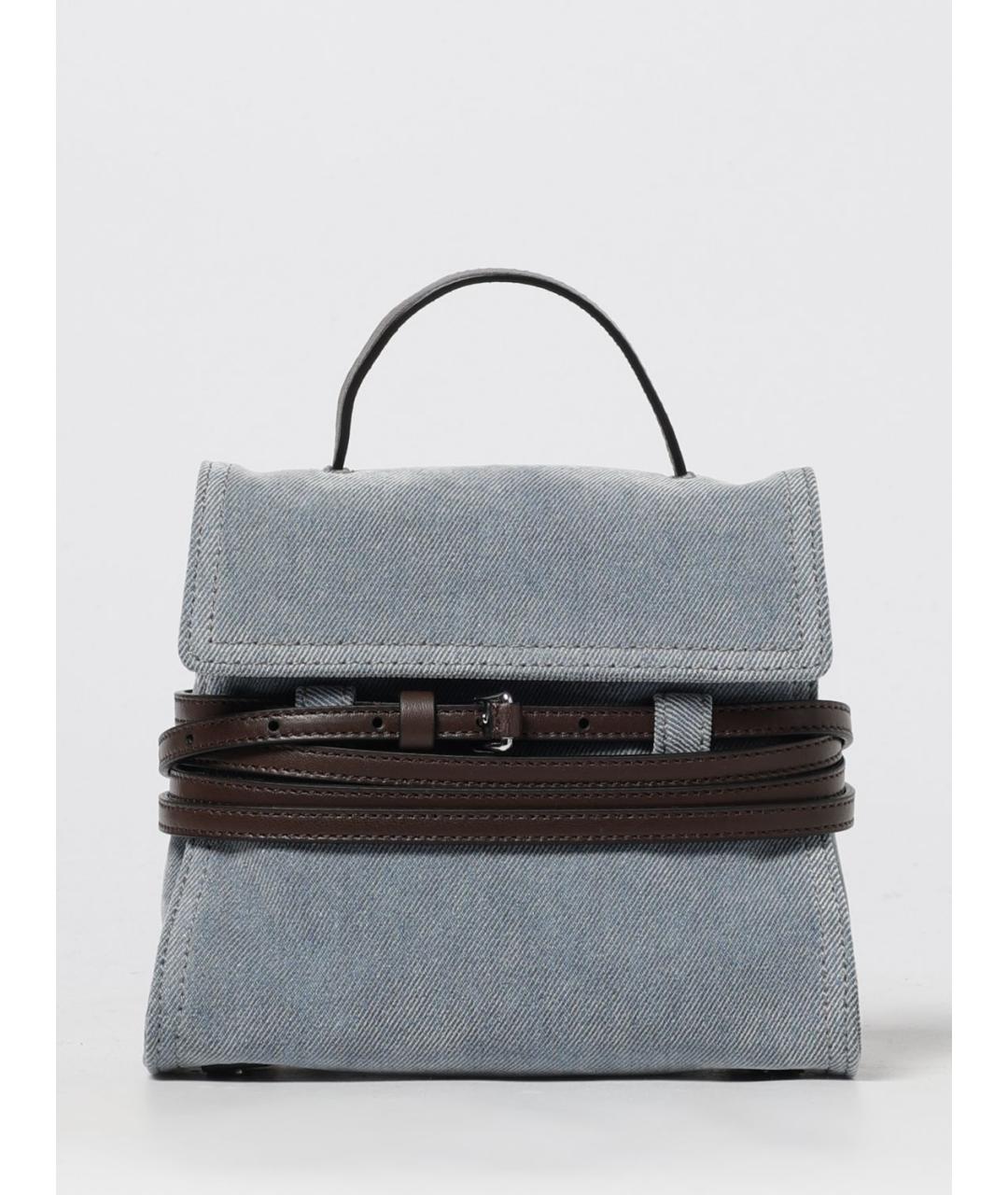 MOSCHINO Голубая тканевая сумка тоут, фото 6