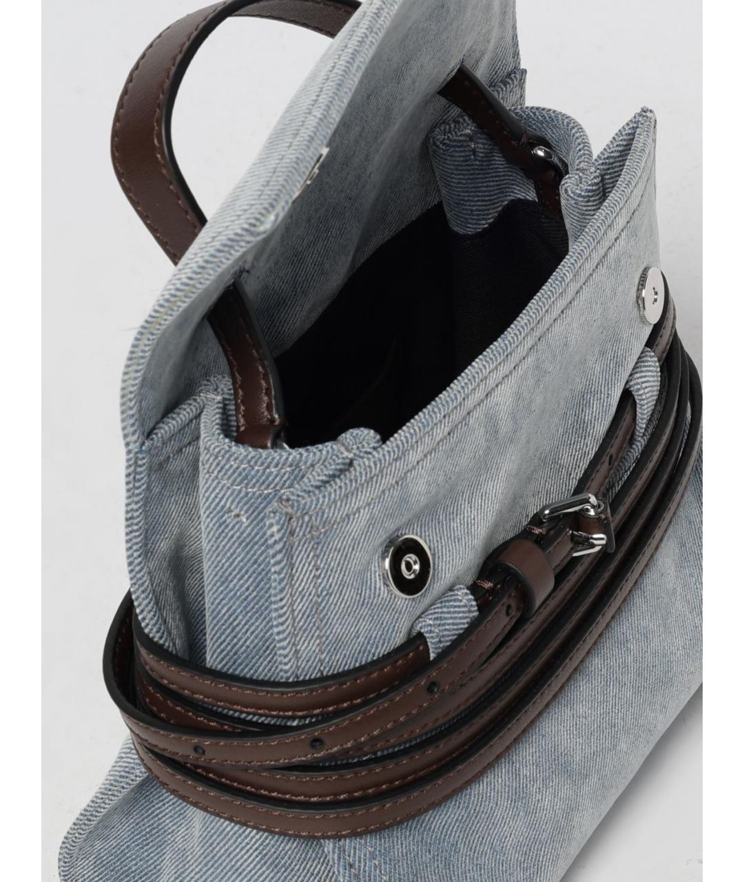 MOSCHINO Голубая тканевая сумка тоут, фото 5