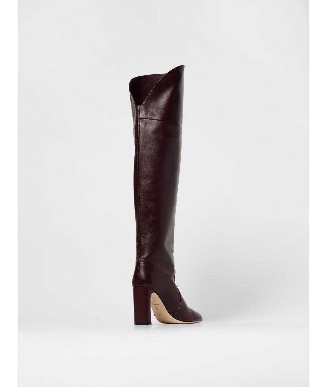 STUART WEITZMAN Бордовые кожаные ботфорты, фото 3