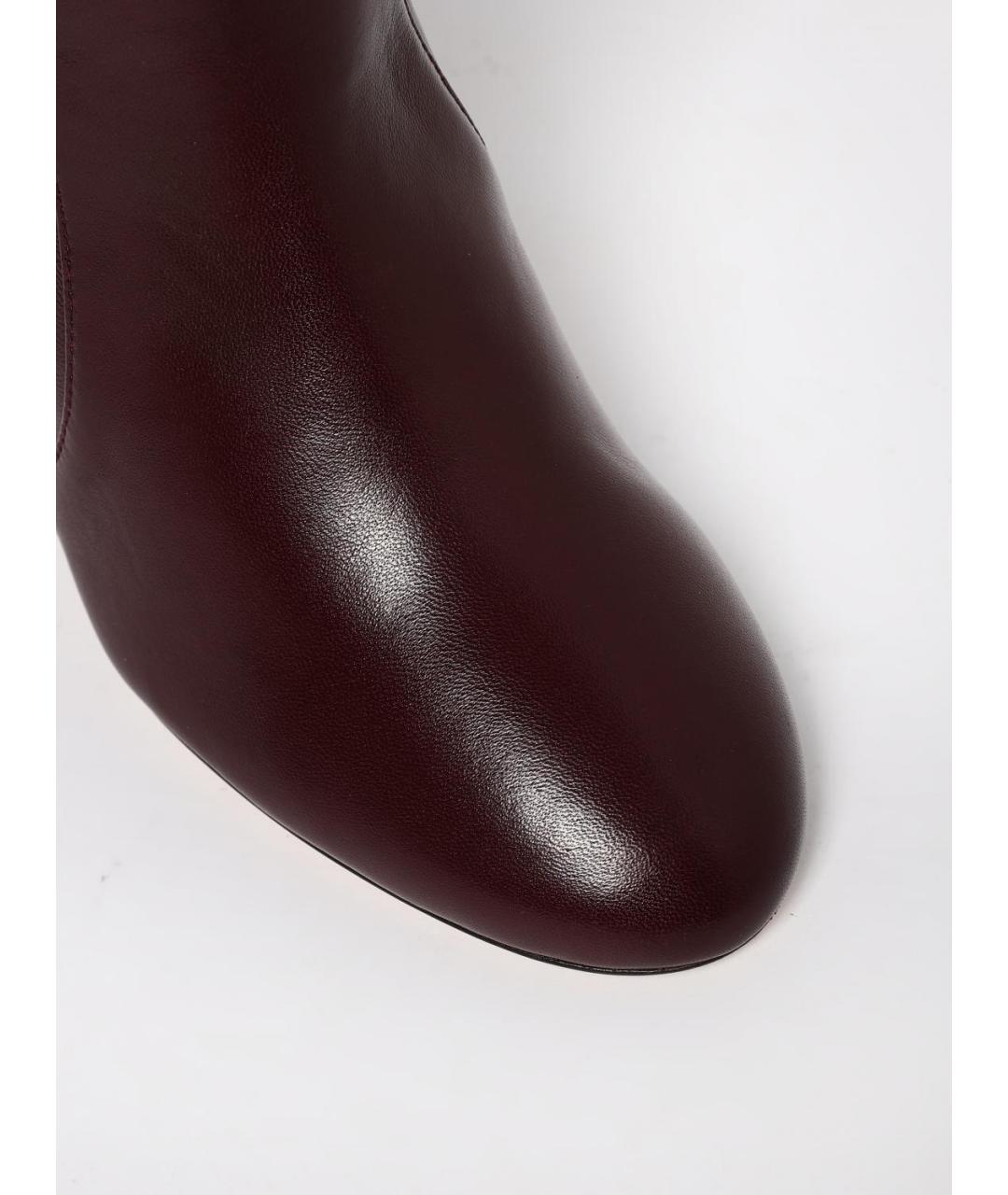 STUART WEITZMAN Бордовые кожаные ботфорты, фото 4