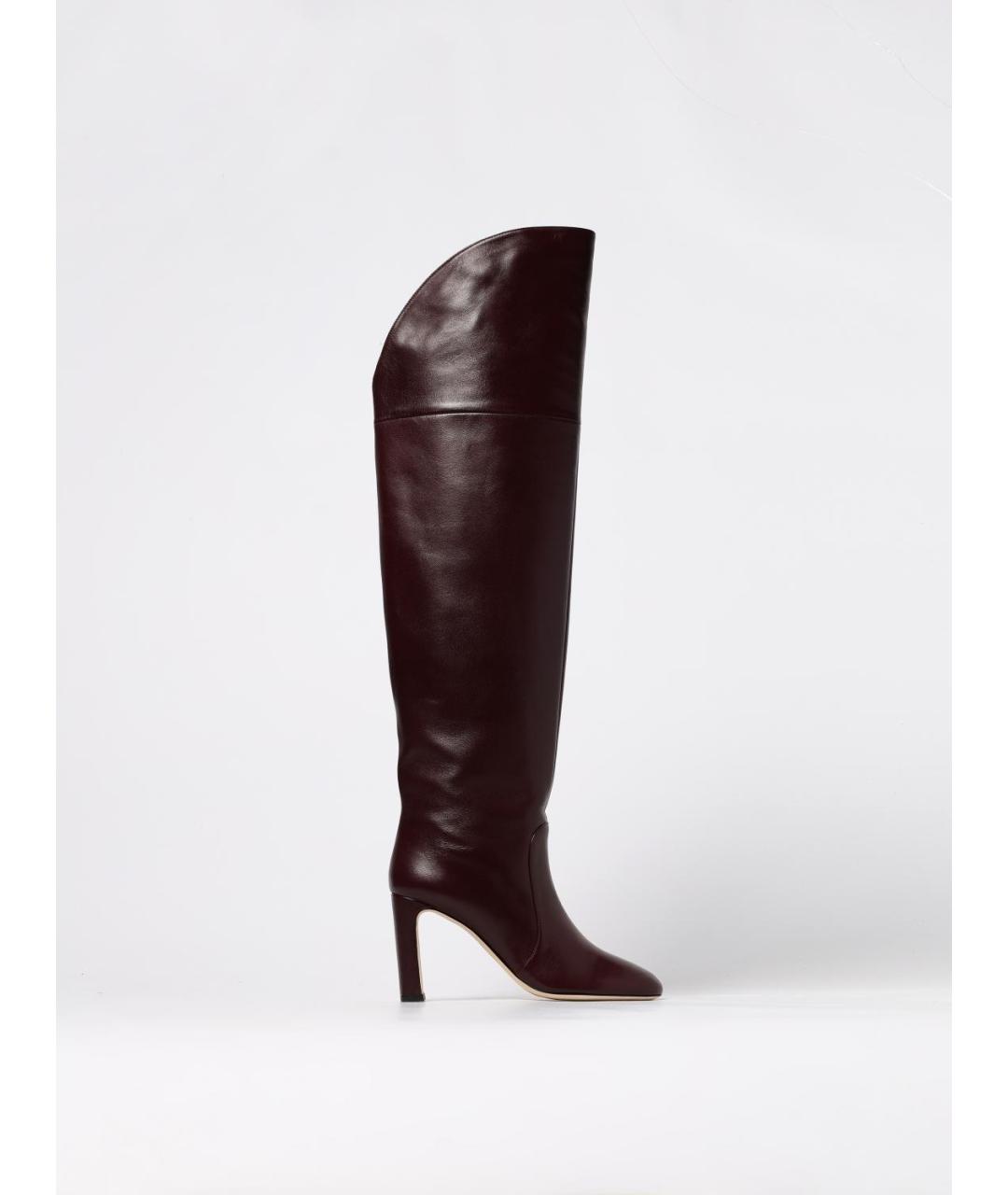 STUART WEITZMAN Бордовые кожаные ботфорты, фото 5