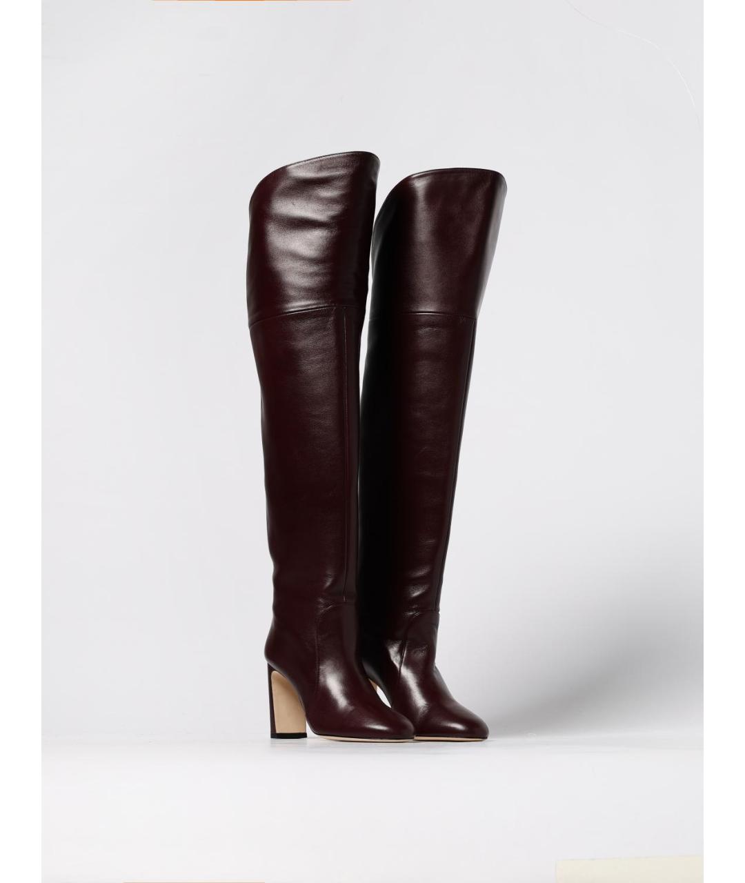 STUART WEITZMAN Бордовые кожаные ботфорты, фото 2