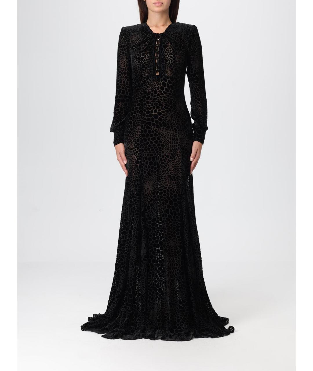 ELISABETTA FRANCHI Черное полиэстеровое вечернее платье, фото 2