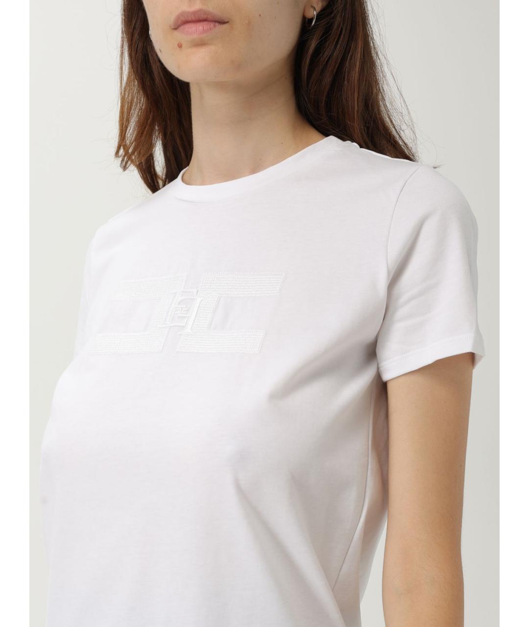ELISABETTA FRANCHI Белая хлопковая футболка, фото 3