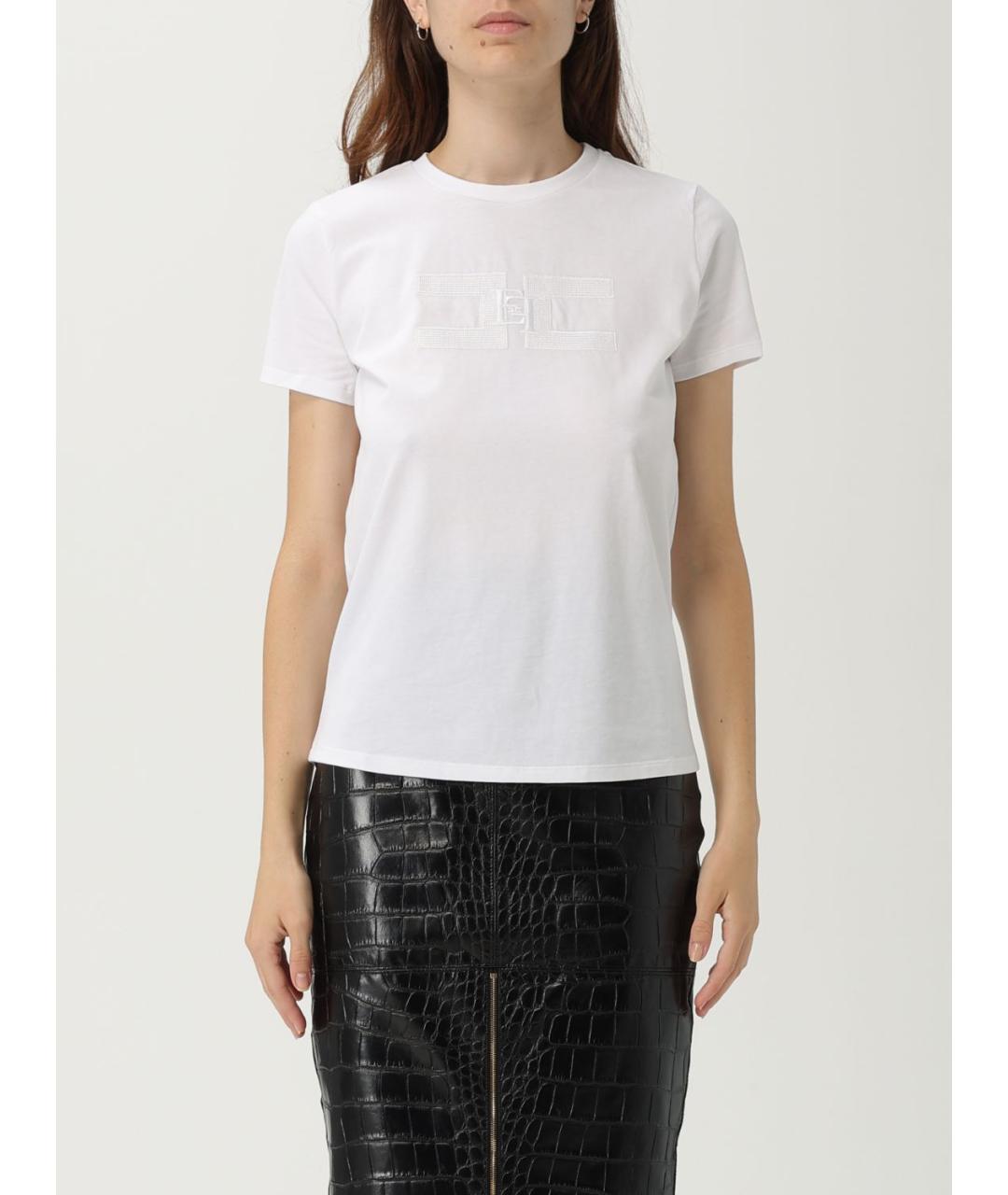 ELISABETTA FRANCHI Белая хлопковая футболка, фото 4
