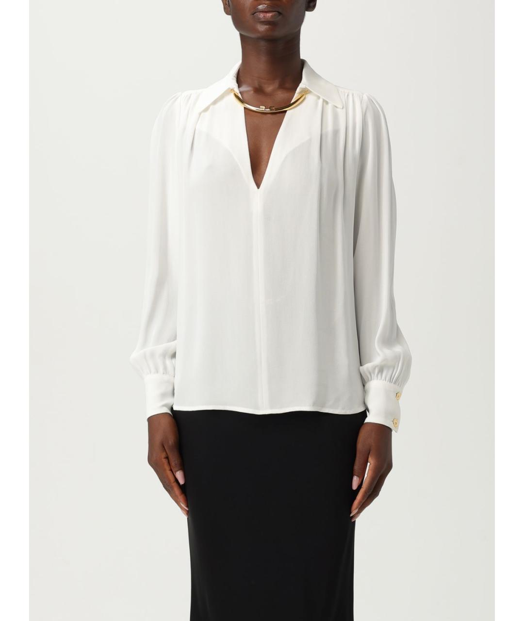 ELISABETTA FRANCHI Белая вискозная блузы, фото 4
