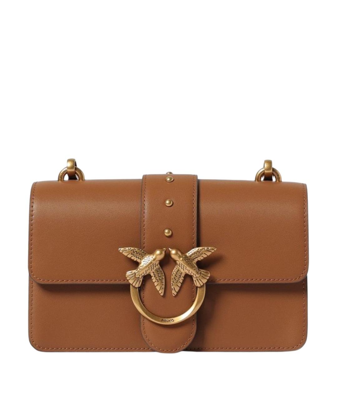 PINKO Коричневая кожаная сумка через плечо, фото 1