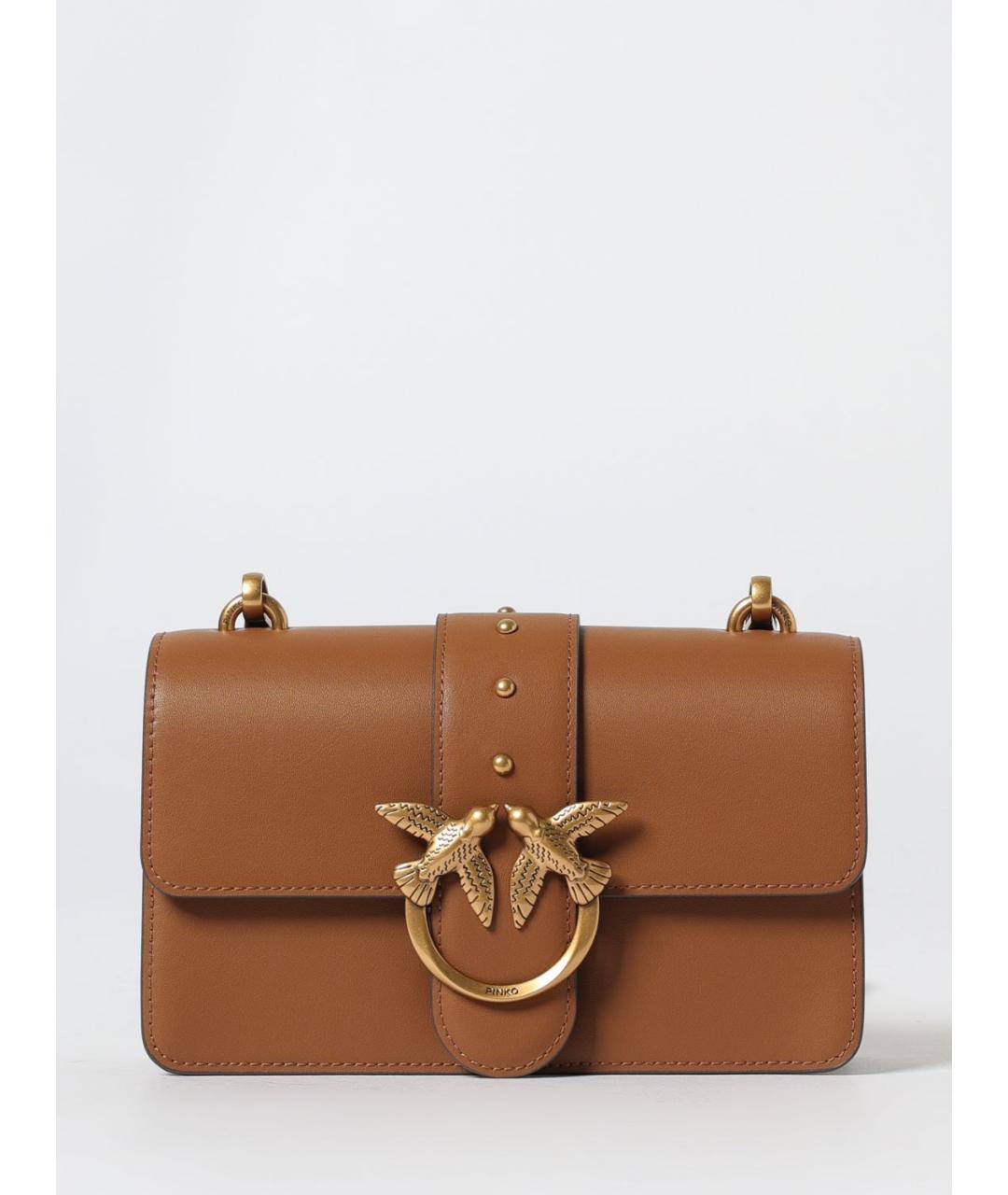 PINKO Коричневая кожаная сумка через плечо, фото 4