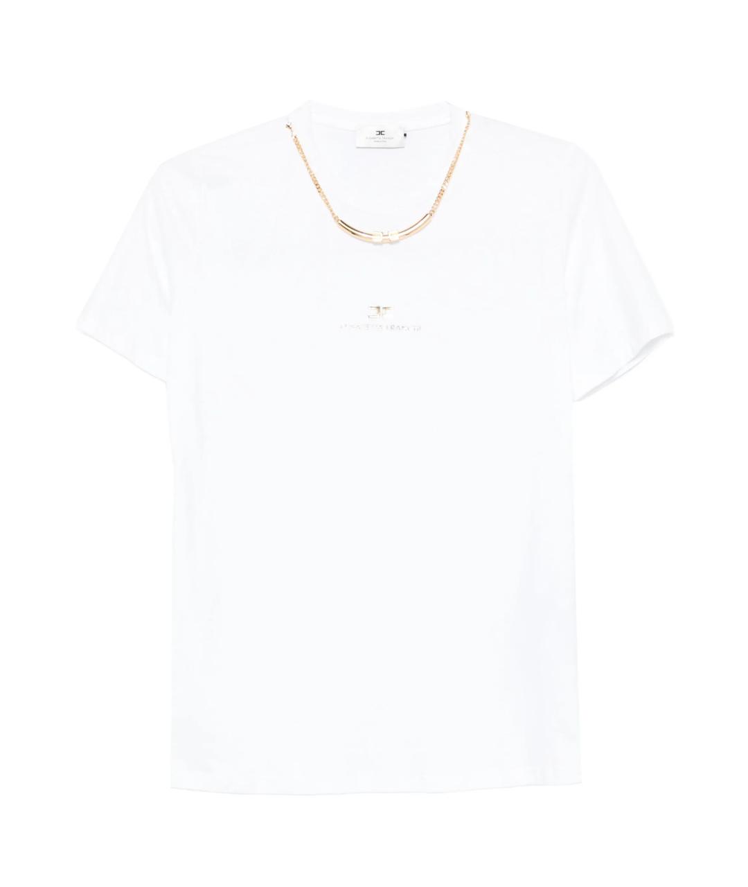 ELISABETTA FRANCHI Белая хлопковая футболка, фото 1