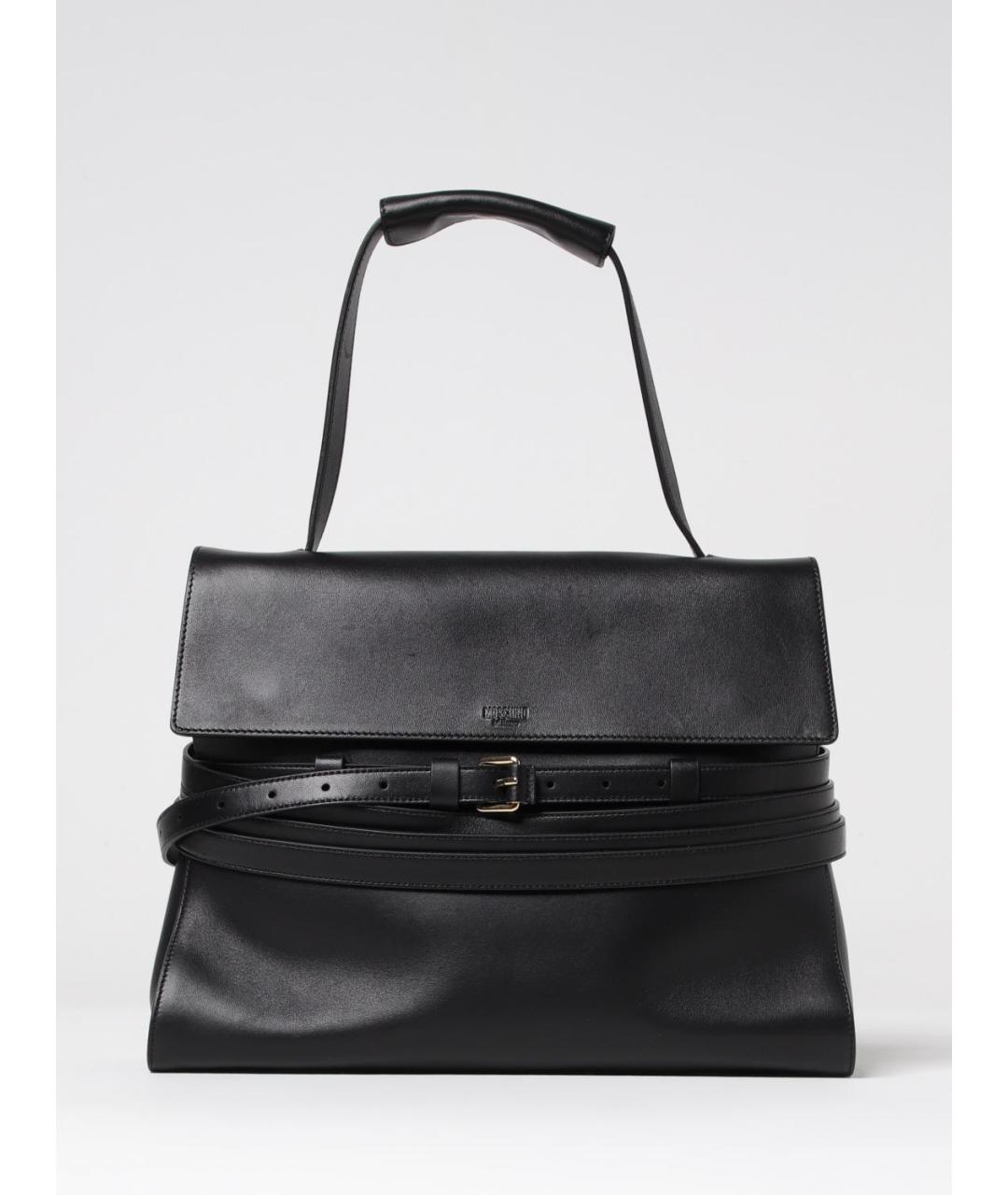 MOSCHINO Черная кожаная сумка через плечо, фото 6