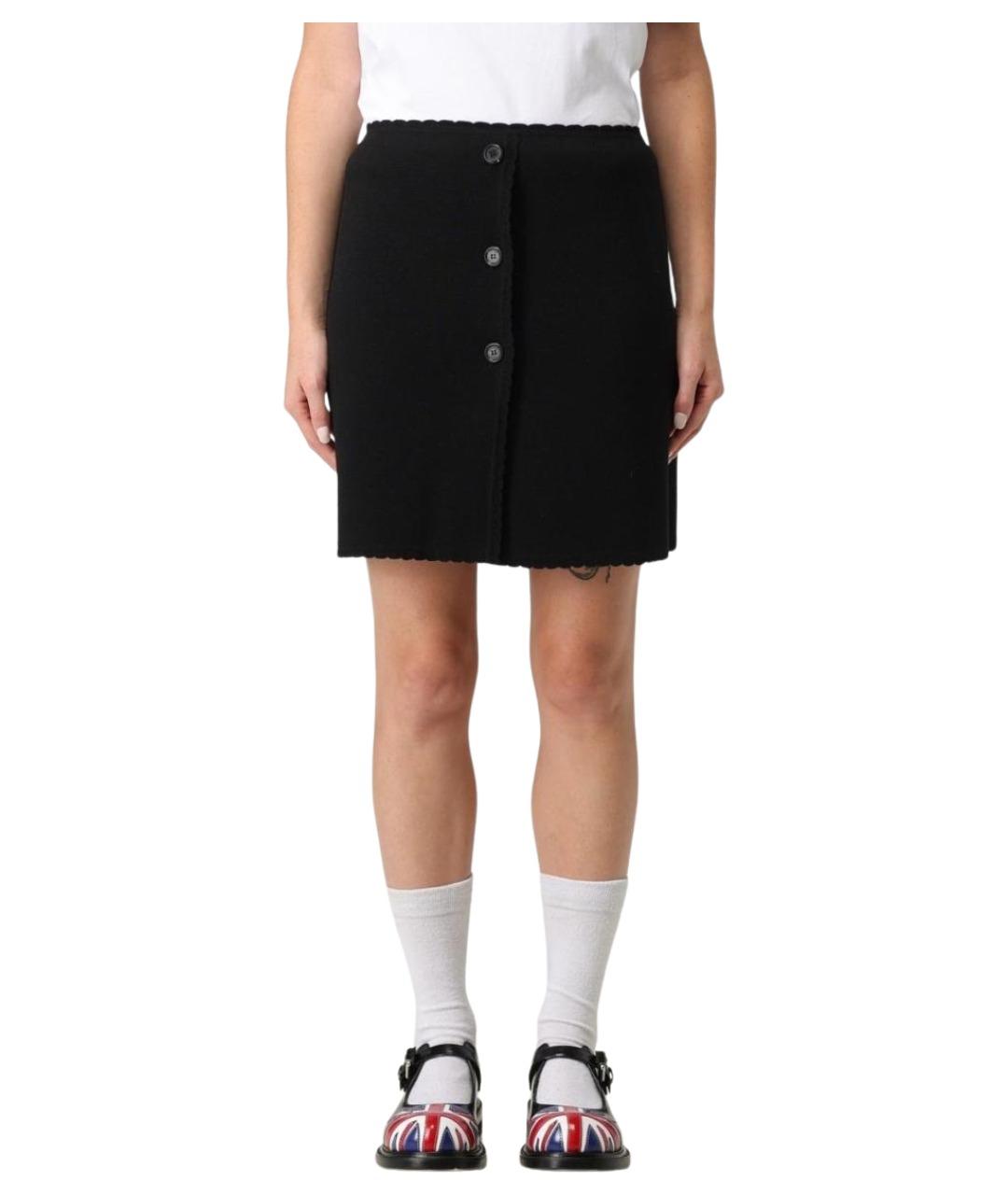 MOSCHINO Черная шерстяная юбка мини, фото 1