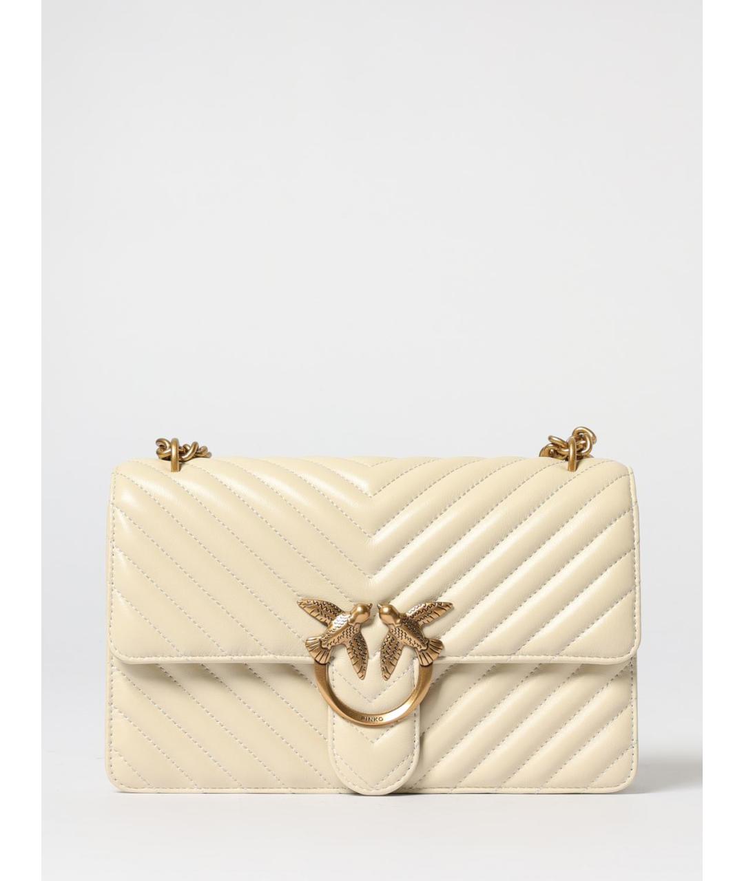 PINKO Белая кожаная сумка через плечо, фото 4
