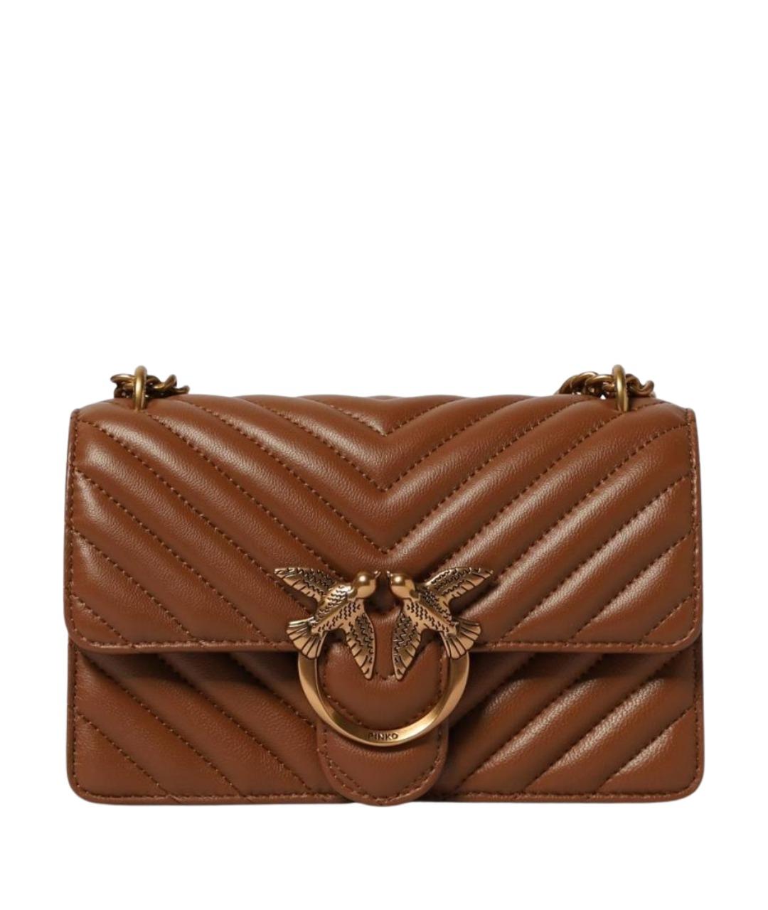 PINKO Коричневая кожаная сумка через плечо, фото 1