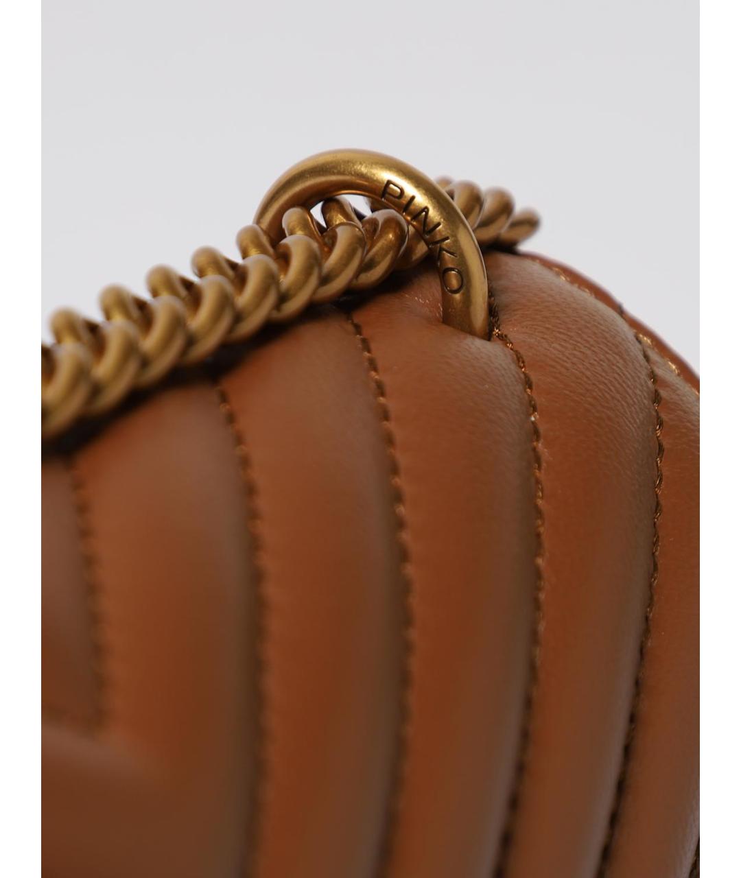 PINKO Коричневая кожаная сумка через плечо, фото 3