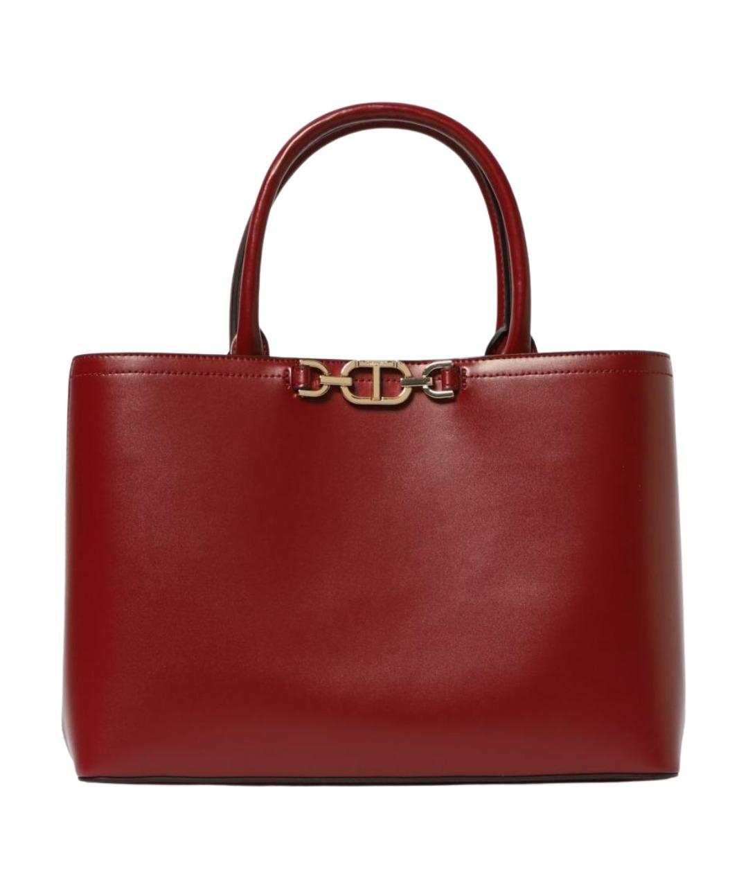 TWIN-SET Бордовая сумка тоут из искусственной кожи, фото 1