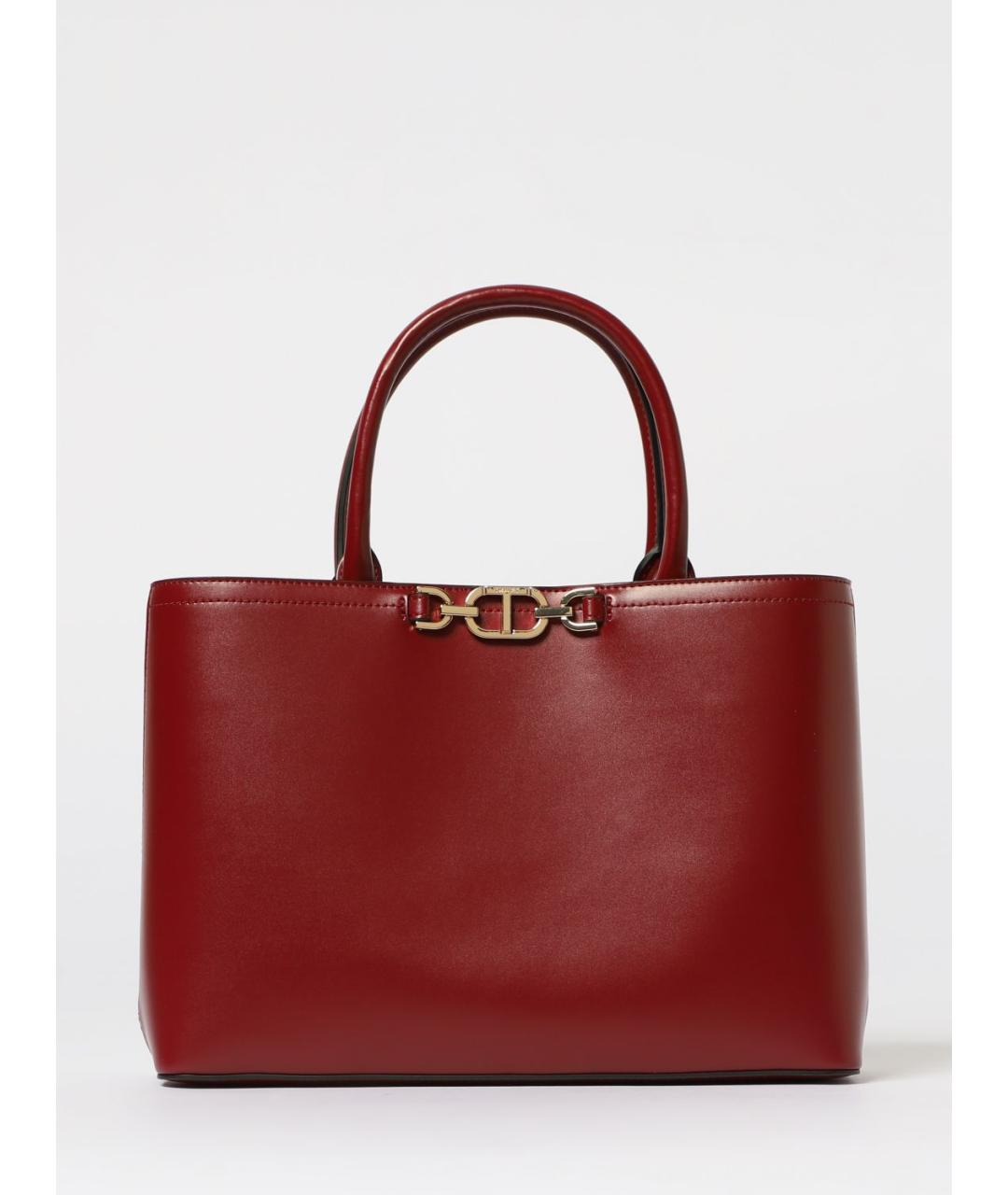 TWIN-SET Бордовая сумка тоут из искусственной кожи, фото 4