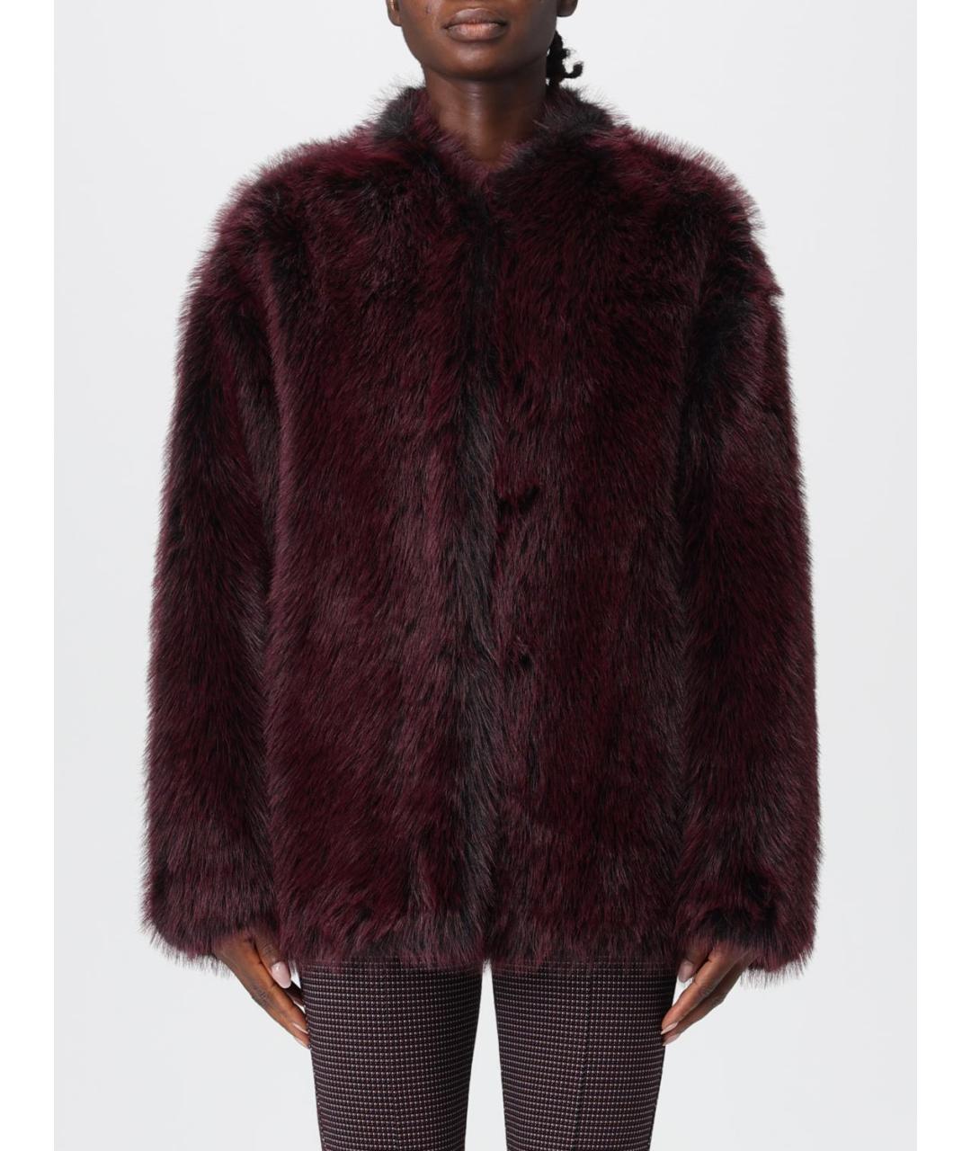PATRIZIA PEPE Бордовая полиэстеровая шуба, фото 2
