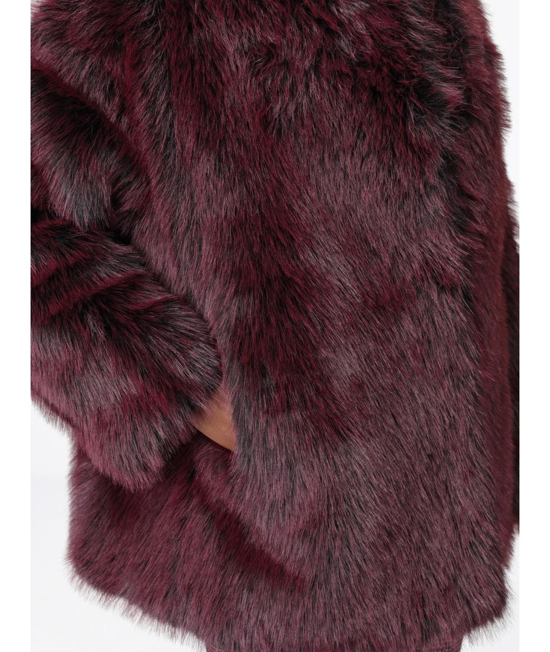 PATRIZIA PEPE Бордовая полиэстеровая шуба, фото 6