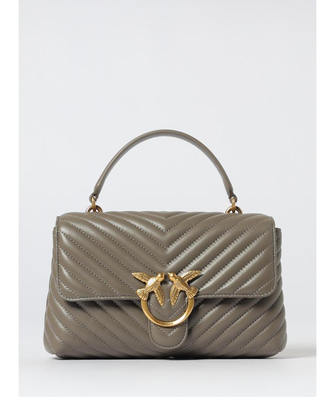 PINKO Антрацитовая кожаная сумка через плечо, фото 4