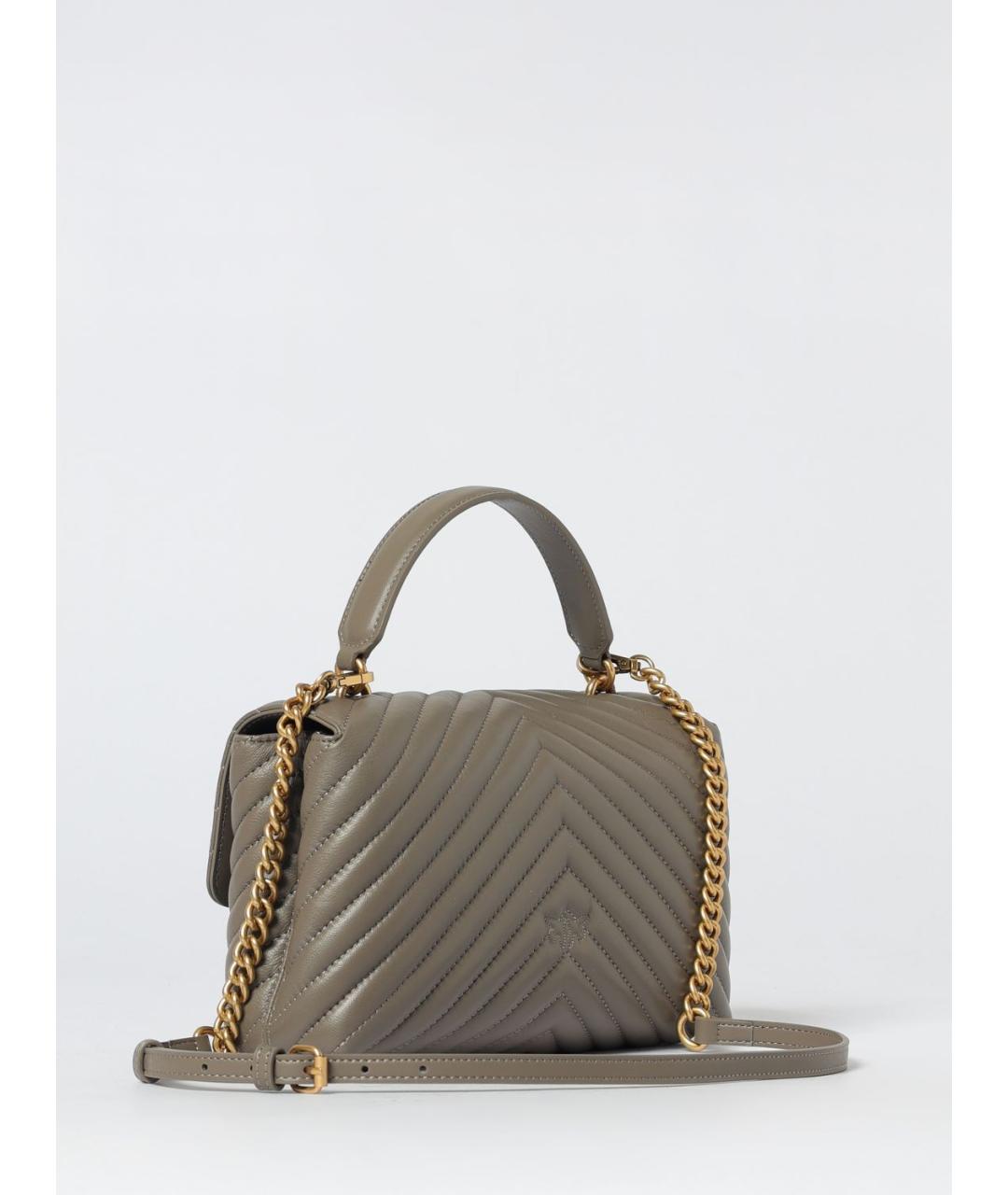 PINKO Антрацитовая кожаная сумка через плечо, фото 2