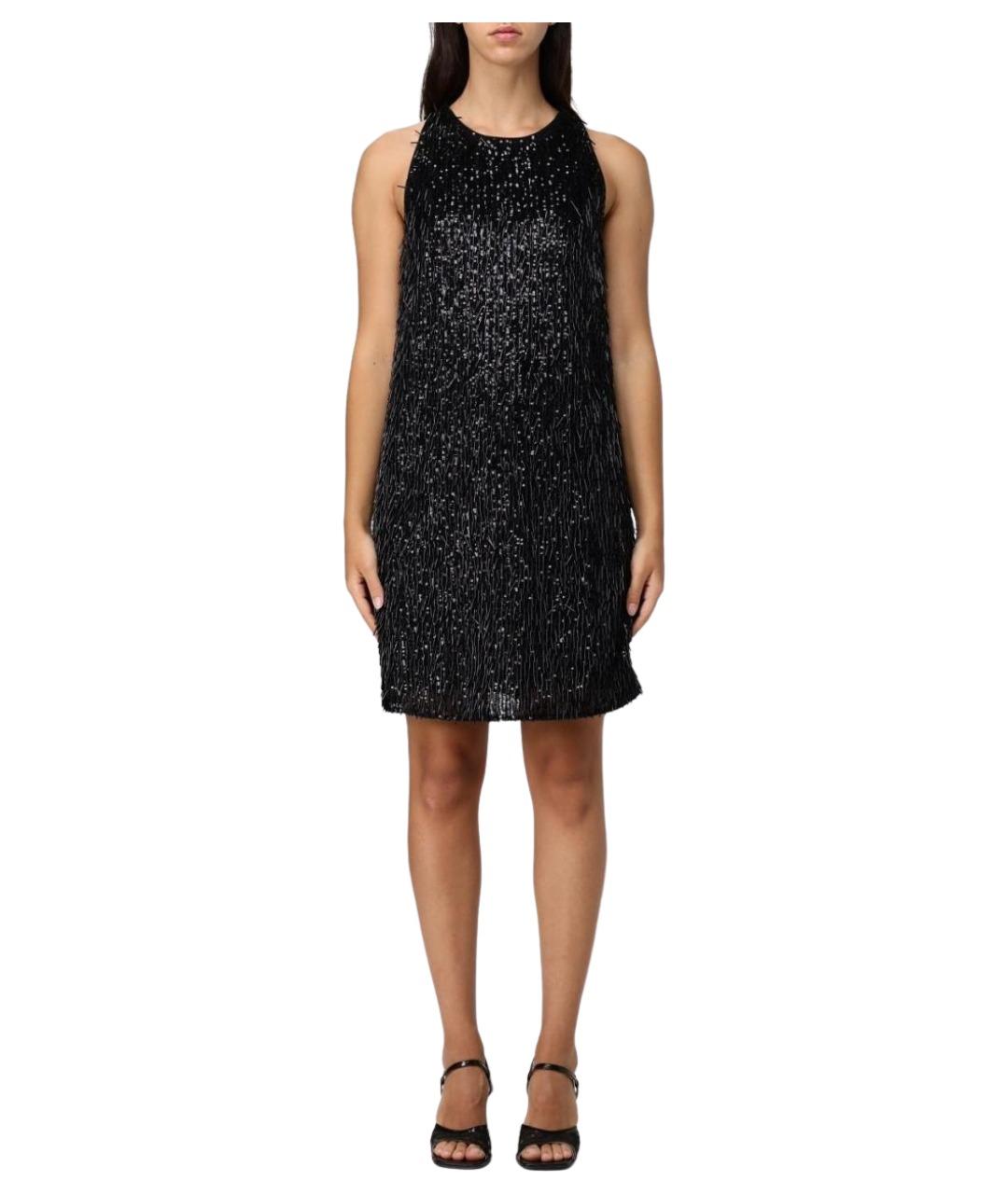 TWIN-SET Черное вискозное коктейльное платье, фото 1