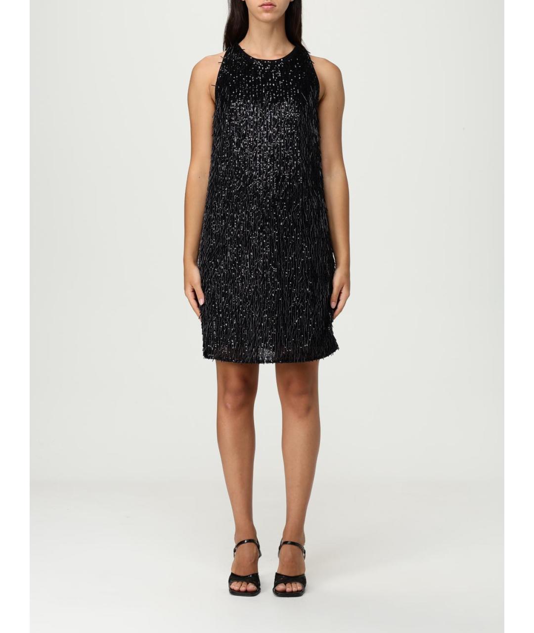 TWIN-SET Черное вискозное коктейльное платье, фото 4