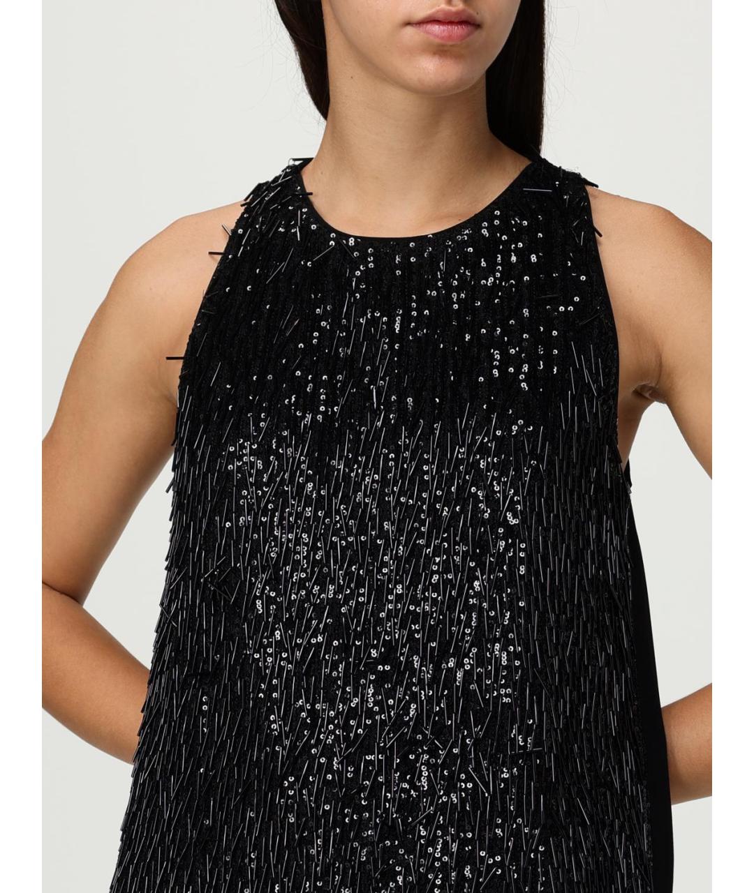 TWIN-SET Черное вискозное коктейльное платье, фото 3