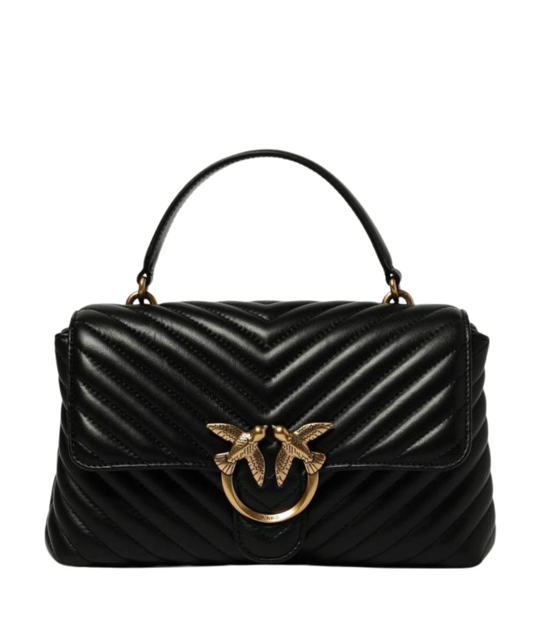 PINKO Черная кожаная сумка с короткими ручками, фото 1