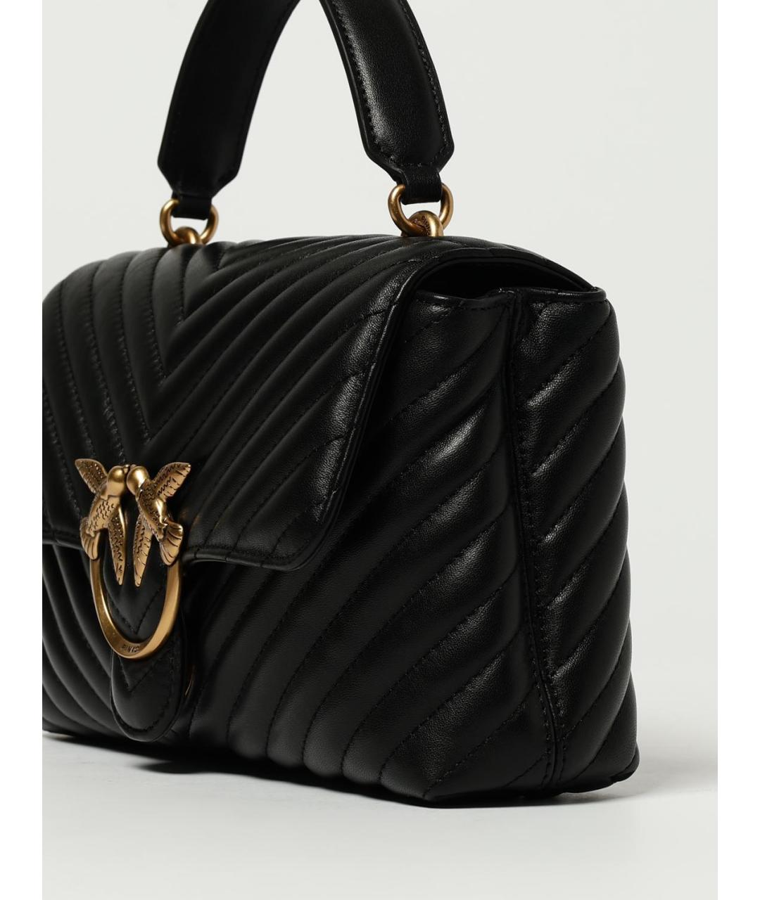 PINKO Черная кожаная сумка с короткими ручками, фото 3