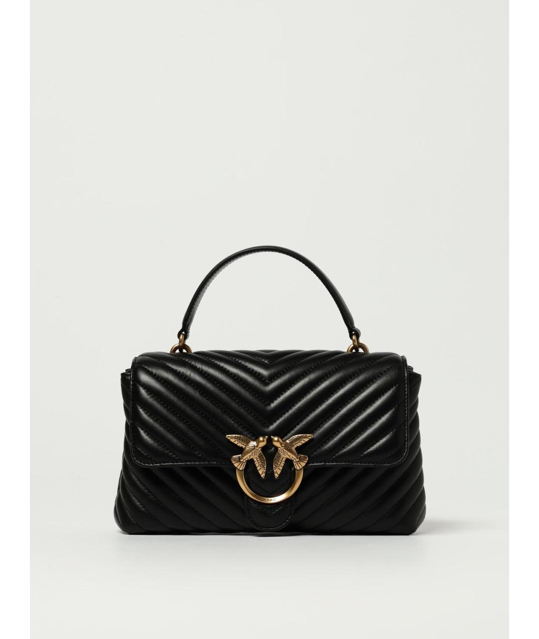 PINKO Черная кожаная сумка с короткими ручками, фото 4