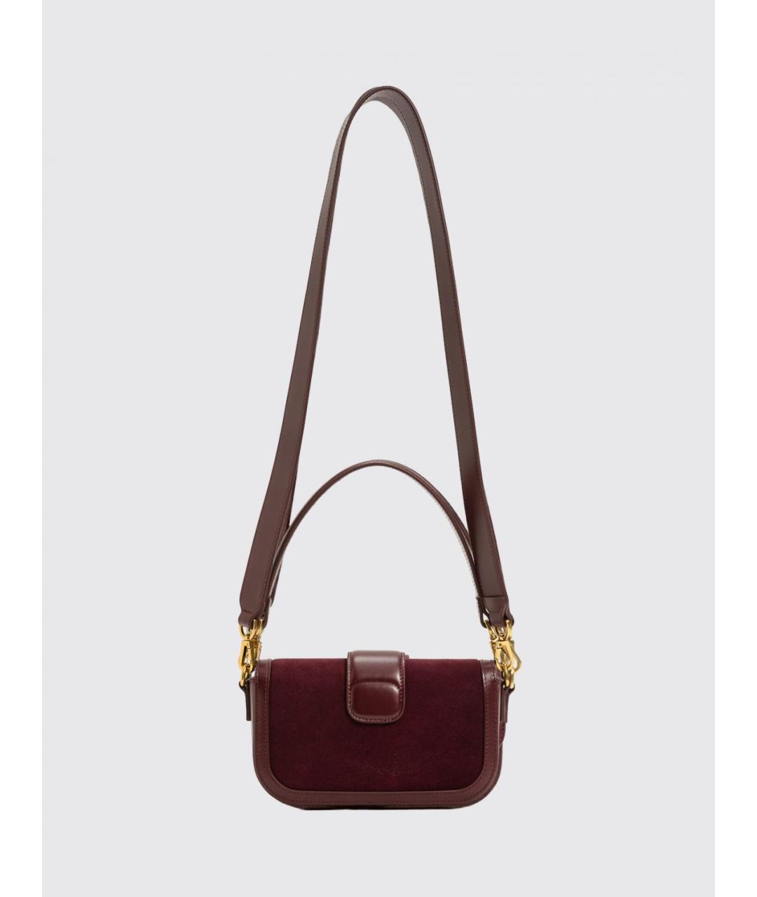 TWIN-SET Бордовая кожаная сумка через плечо, фото 2