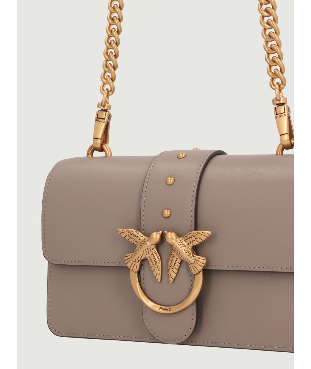 PINKO Серая кожаная сумка через плечо, фото 3