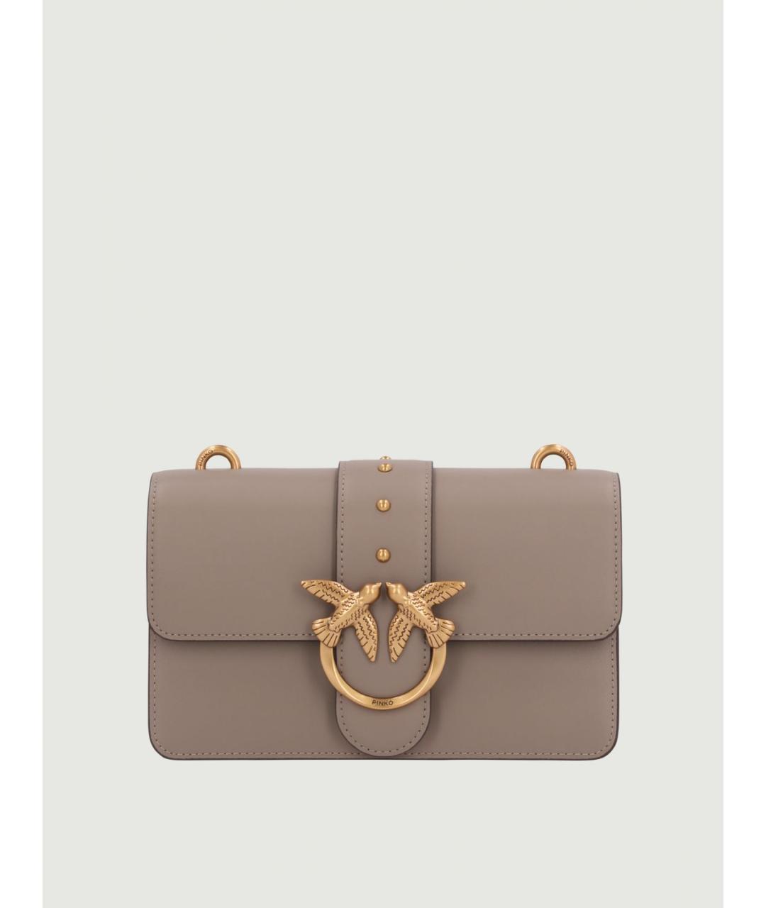 PINKO Серая кожаная сумка через плечо, фото 4