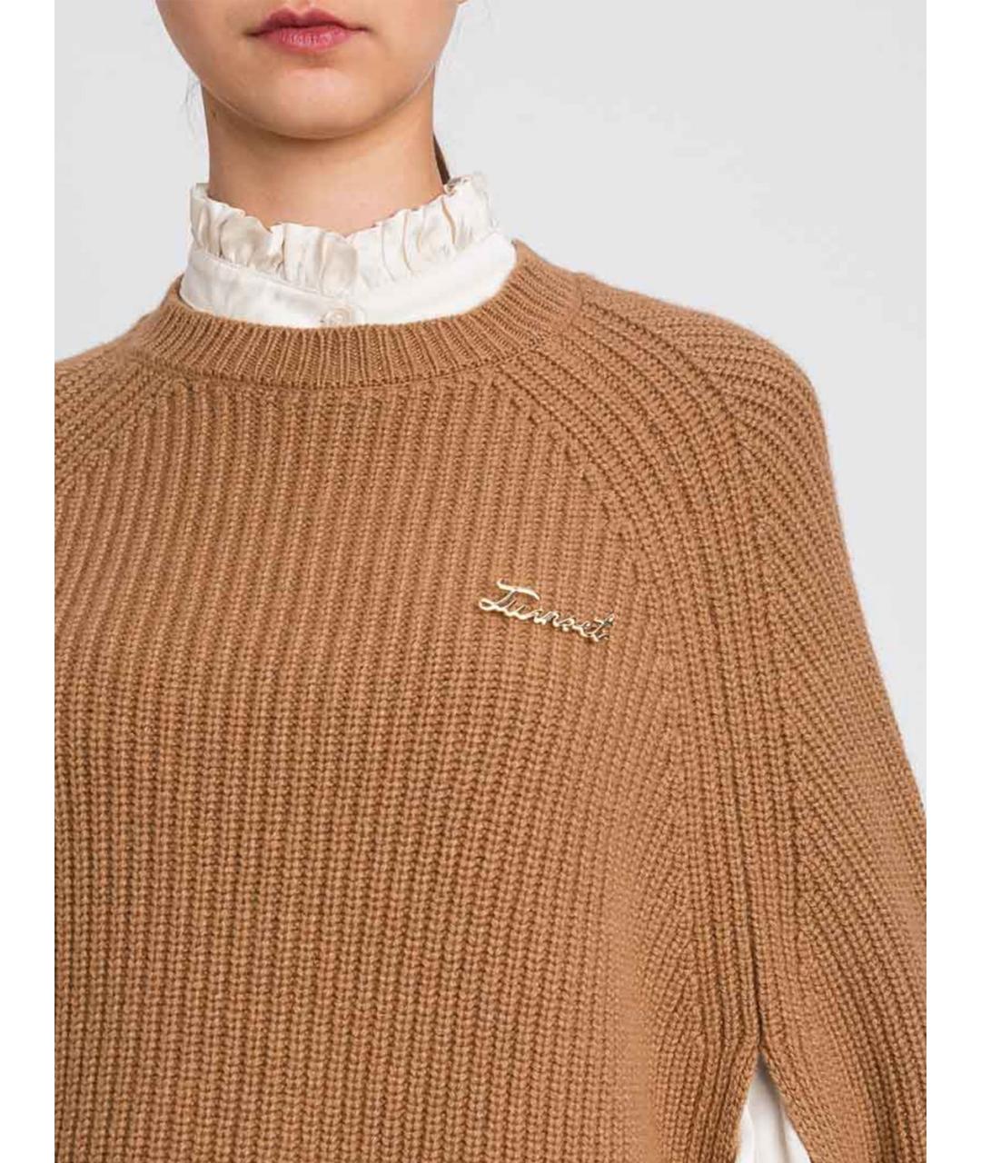 TWIN-SET Коричневый шерстяной джемпер / свитер, фото 3